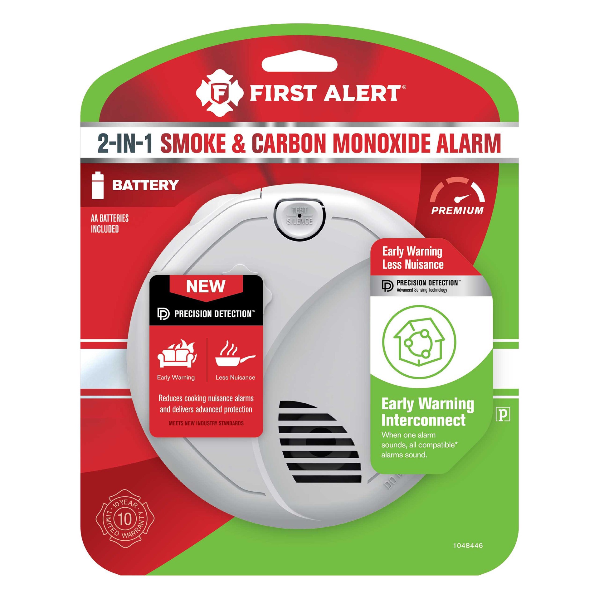 slide 2 of 5, First Alert Battery-operated Combination Smoke and Carbon Monoxide Detector with Voice Alert, 1 ct