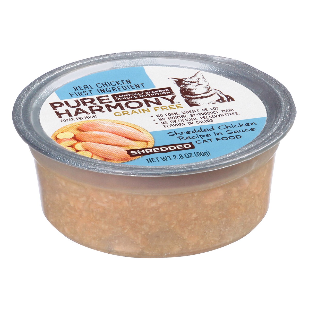 slide 5 of 9, Pure Harmony Dog Food Grain Free Shredded Chicken Recipe In Sauce Cat Food Cup, 2.79 oz