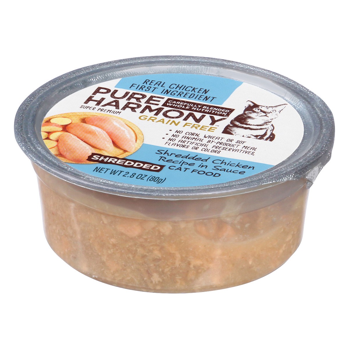 slide 9 of 9, Pure Harmony Dog Food Grain Free Shredded Chicken Recipe In Sauce Cat Food Cup, 2.79 oz