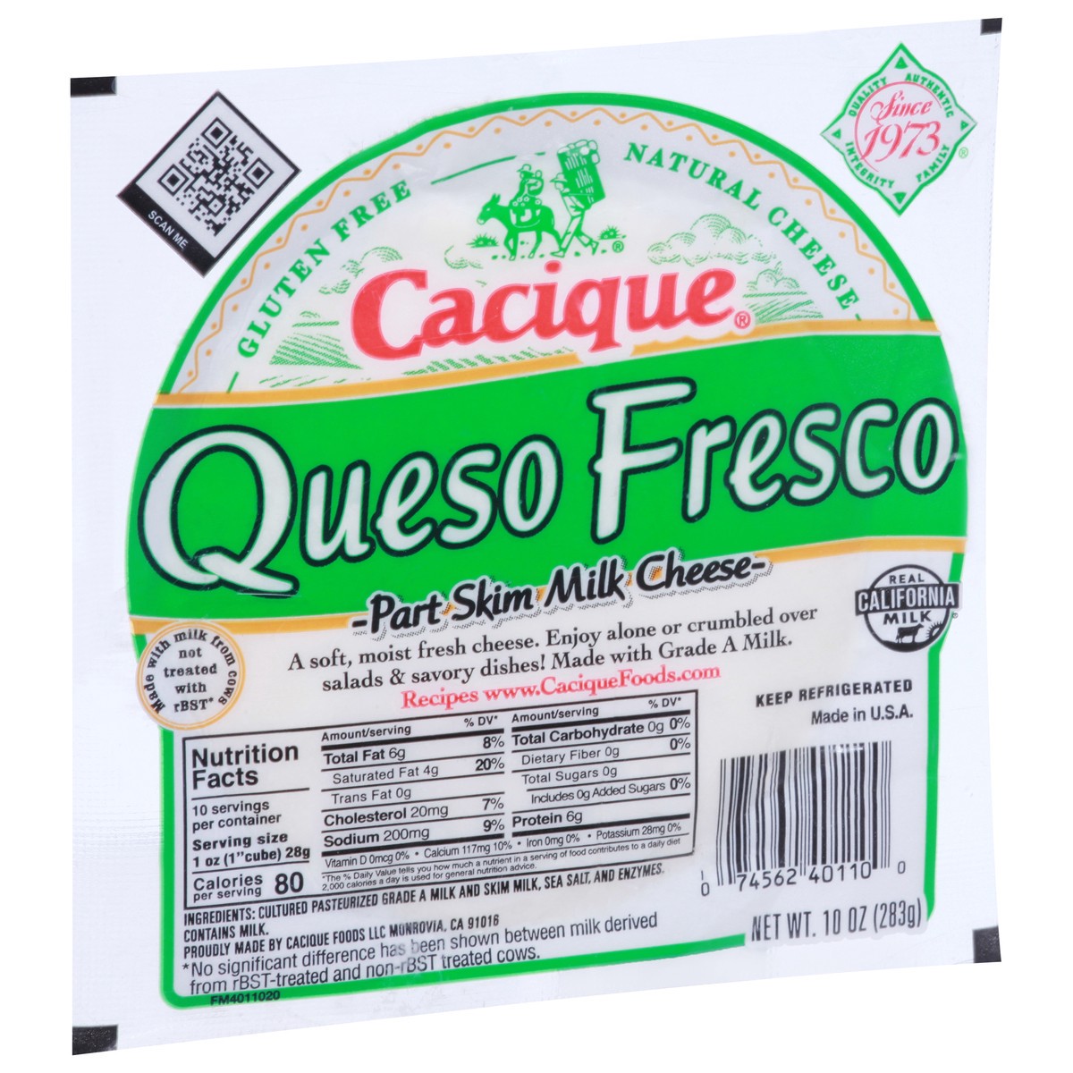 slide 2 of 11, Cacique Queso Fresco Part Skim Milk Cheese, 10 oz