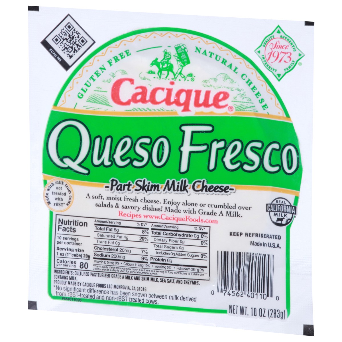 slide 11 of 11, Cacique Queso Fresco Part Skim Milk Cheese, 10 oz