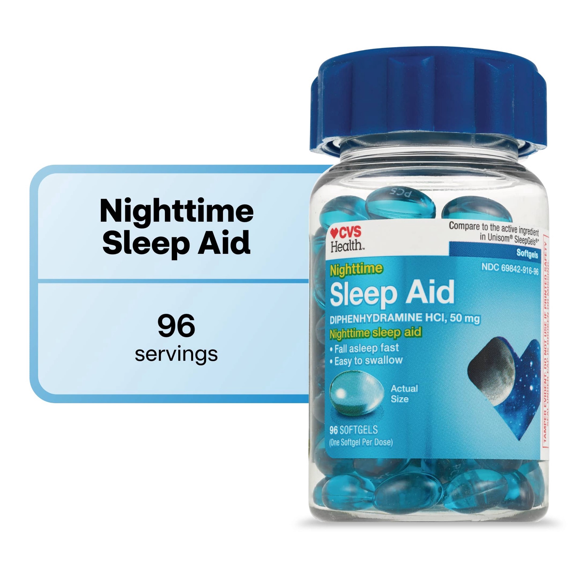 slide 1 of 1, CVS Health Nighttime Sleep Aid Diphenhydramine Hci 50 Mg Softgels, 96 Ct, 1 ct