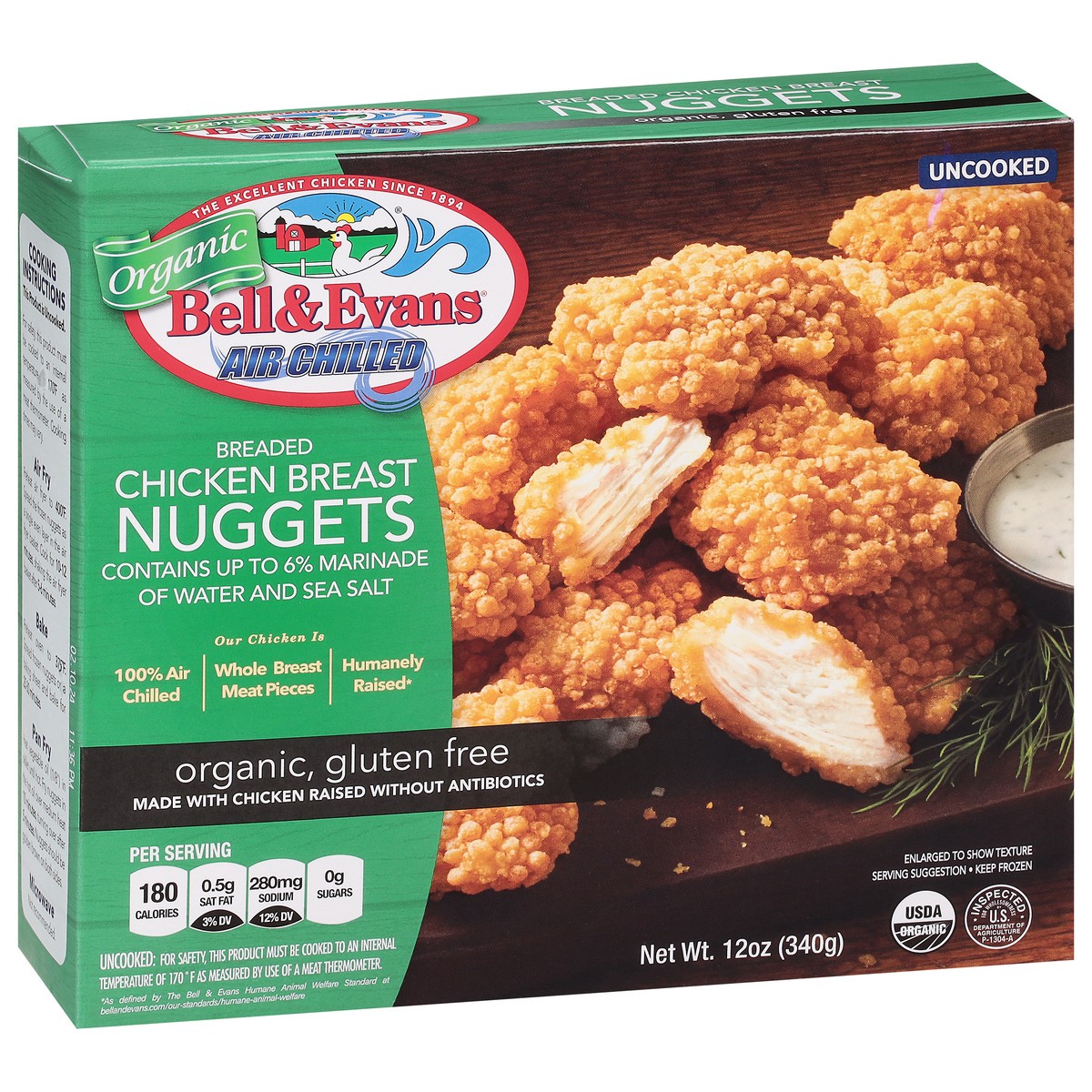 slide 7 of 12, Bell & Evans Organic, GF Breaded Chicken Breast Nuggets, 12 oz