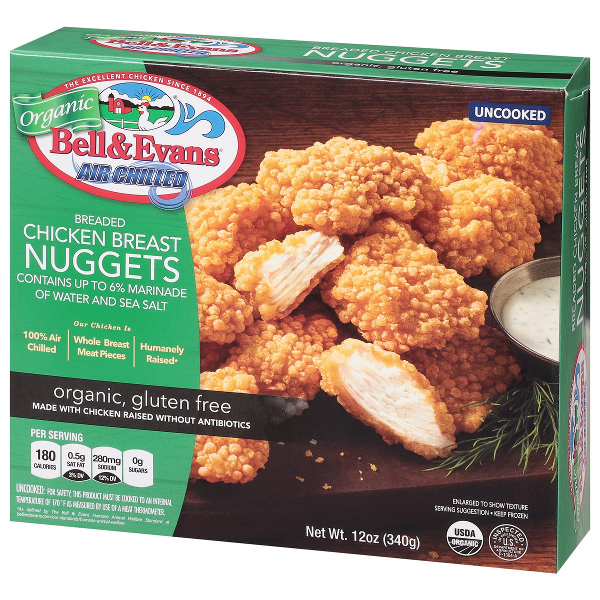 slide 12 of 12, Bell & Evans Organic, GF Breaded Chicken Breast Nuggets, 12 oz