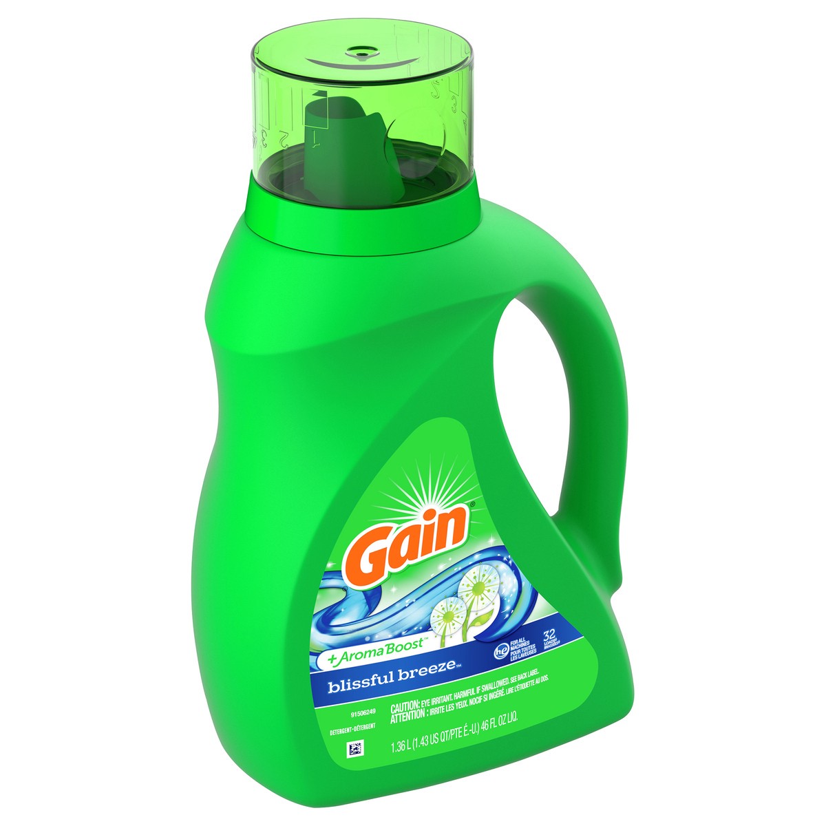 slide 5 of 8, Gain +Aroma Boost Blissfull Breeze Detergent 1.36 lt, 1.36 liter