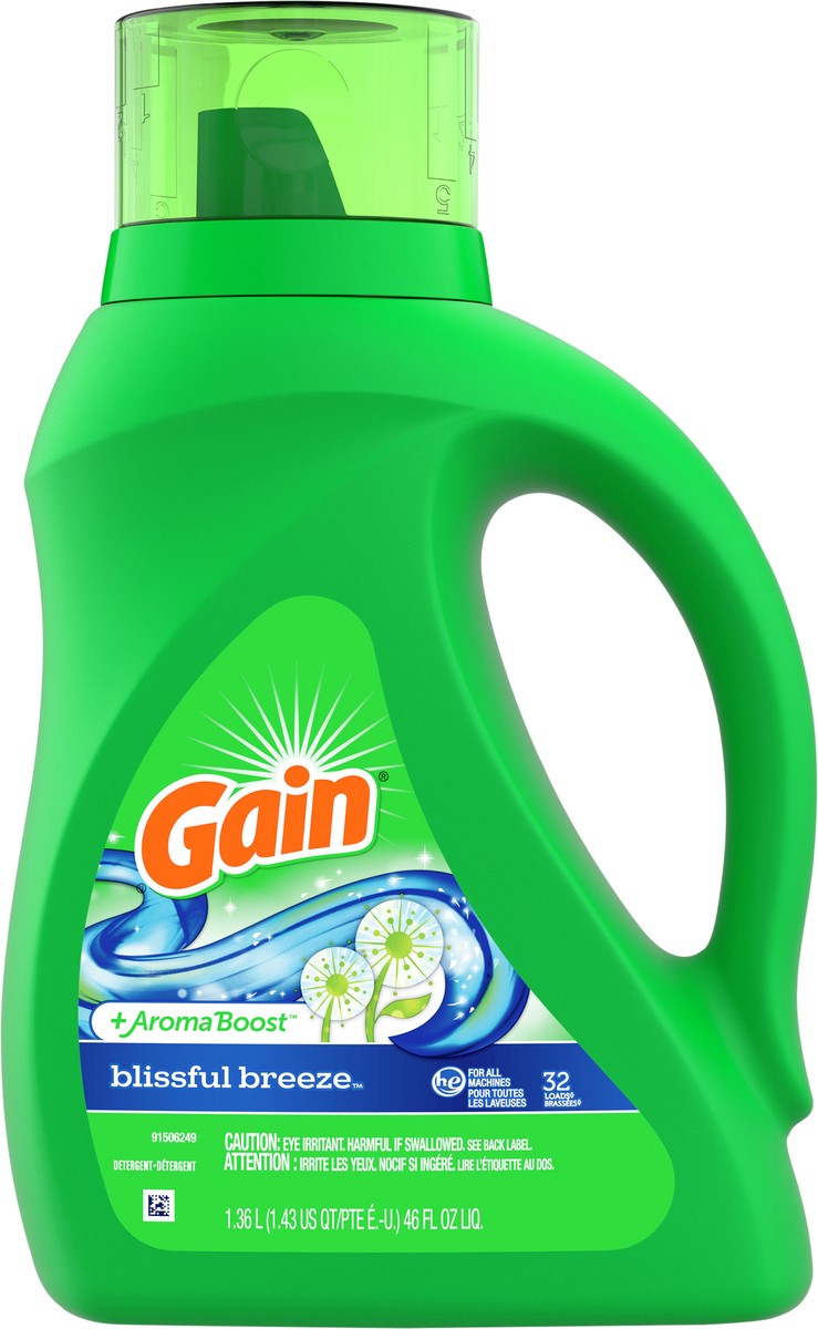 slide 1 of 8, Gain +Aroma Boost Blissfull Breeze Detergent 1.36 lt, 1.36 liter