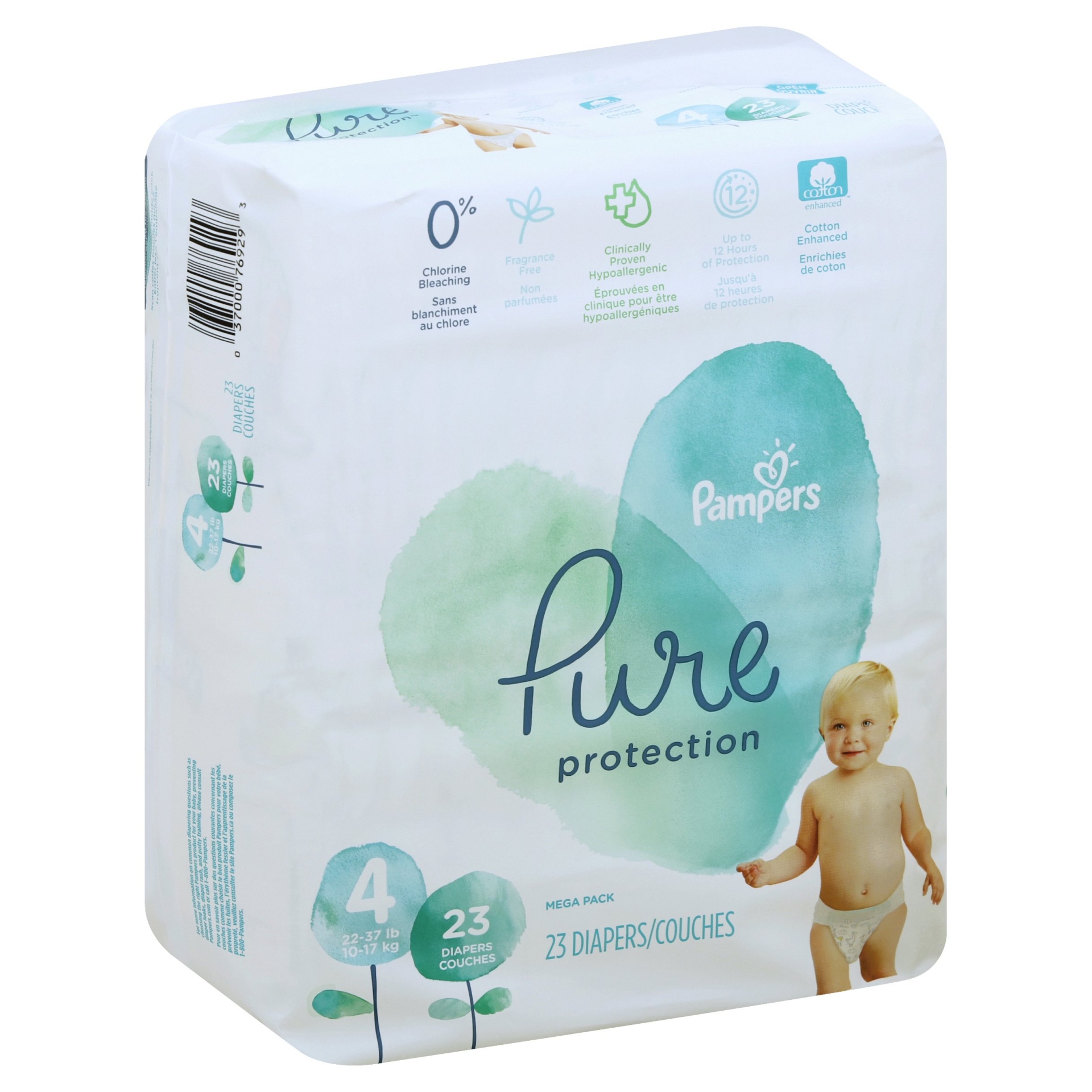 slide 1 of 4, Pampers Pure Protection Diapers Size 4, 23 ct