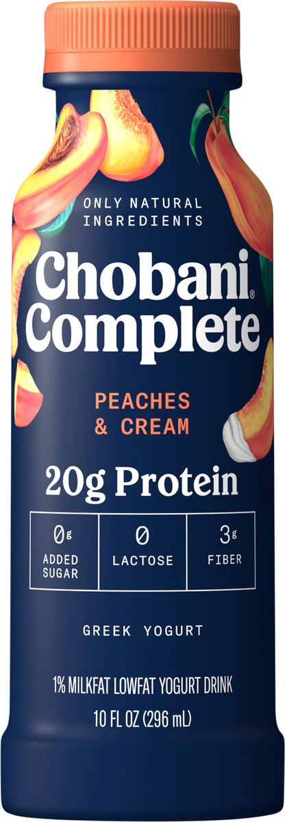 slide 12 of 12, Chobani Complete 1% Milkfat Lowfat Greek Peaches & Cream Yogurt Drink 10 fl oz, 10 oz