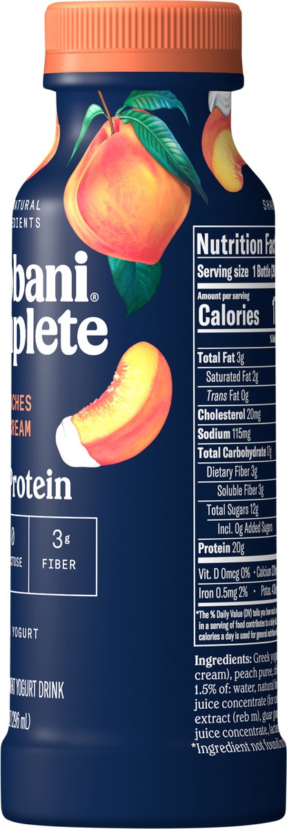 slide 2 of 12, Chobani Complete 1% Milkfat Lowfat Greek Peaches & Cream Yogurt Drink 10 fl oz, 10 oz