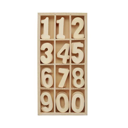 slide 1 of 3, 1.5" Punch Cut Wood Numbers Set By Make Market, 1.5 in