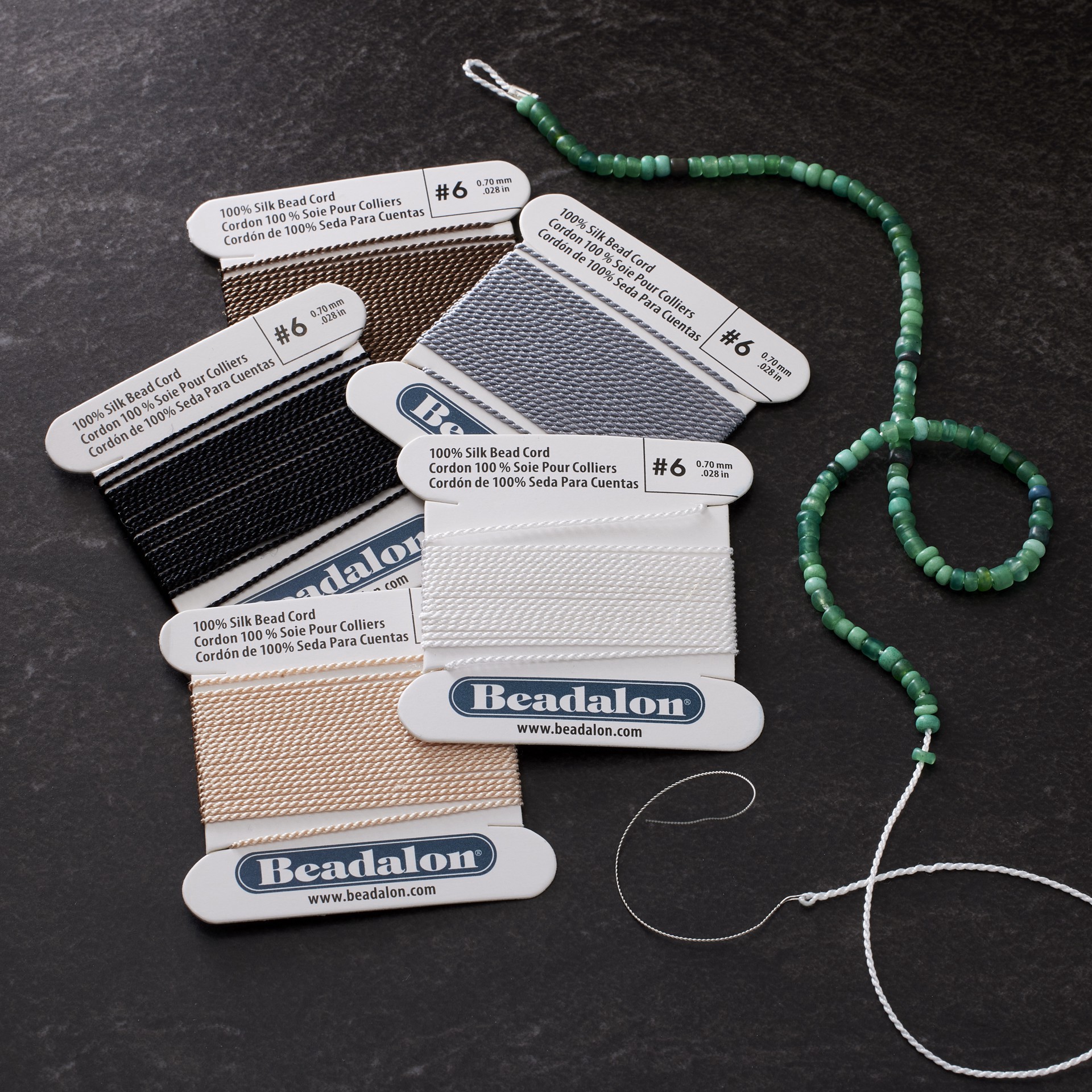 slide 3 of 3, Beadalon Size 6 Earth Tone Silk Bead Cord, 0.7 mm