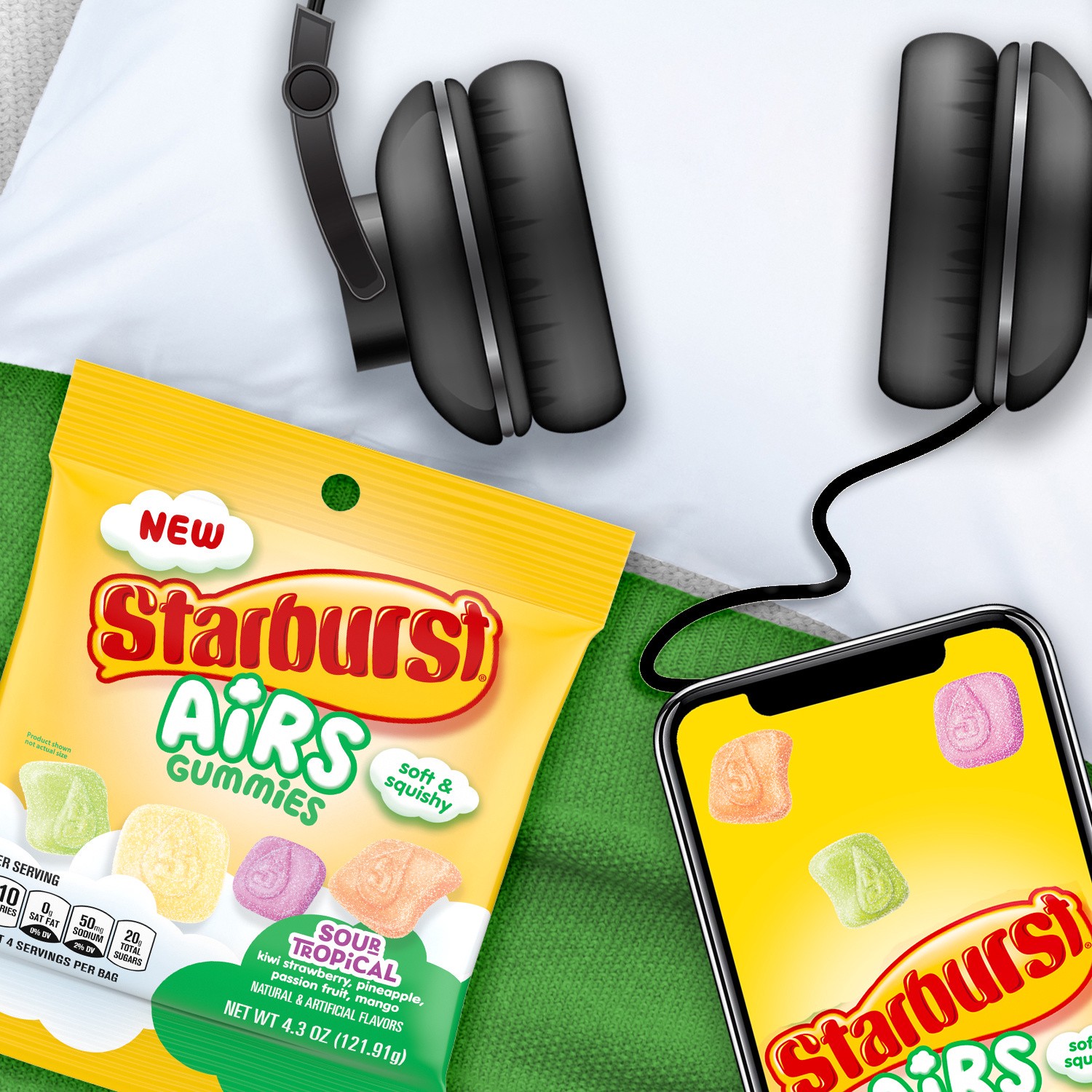 slide 2 of 8, STARBURST Airs Tropical Sour Gummy Candy, 4.3 oz Bag, 4.3 oz