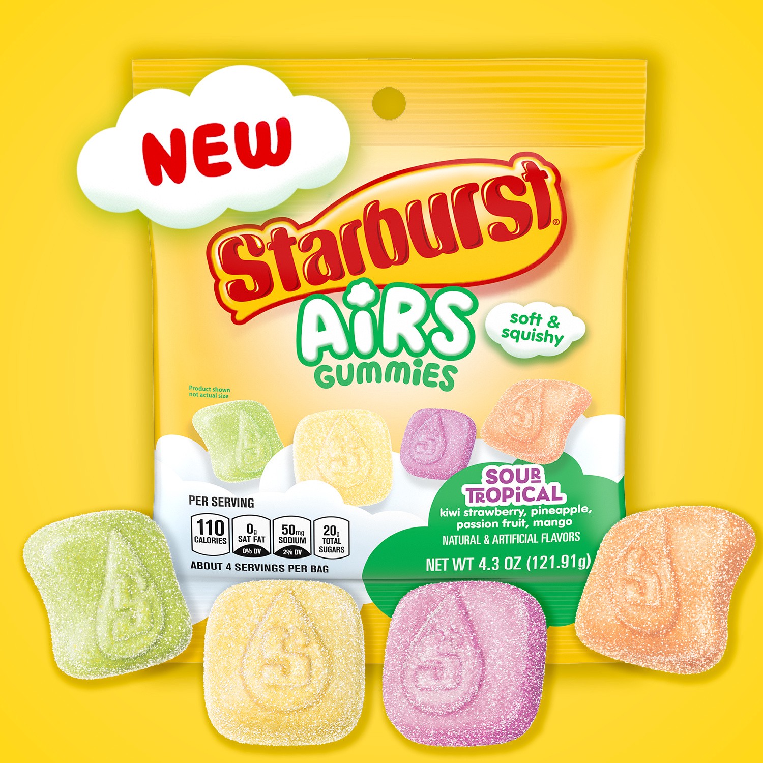 slide 8 of 8, STARBURST Airs Tropical Sour Gummy Candy, 4.3 oz Bag, 4.3 oz