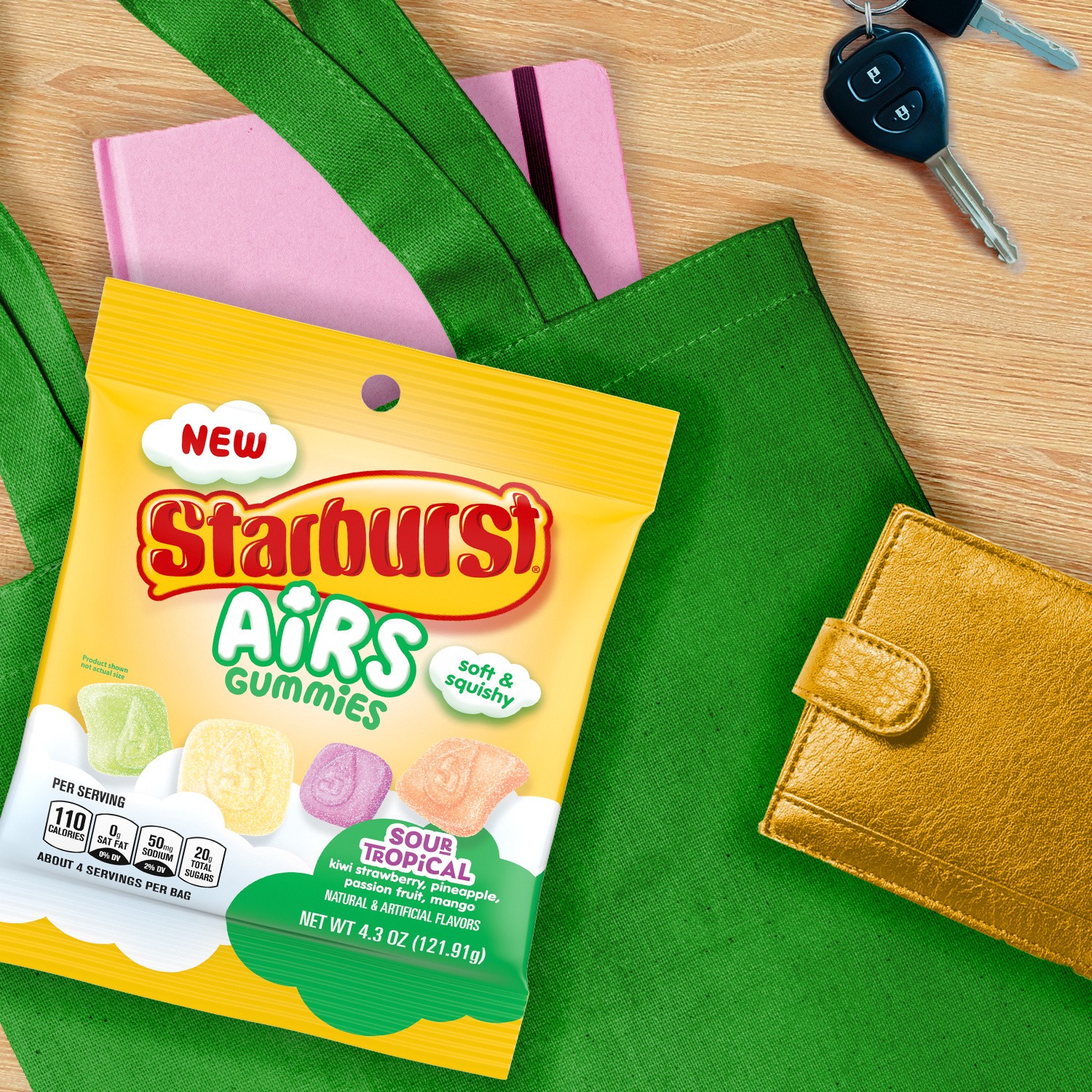 slide 7 of 8, STARBURST Airs Tropical Sour Gummy Candy, 4.3 oz Bag, 4.3 oz