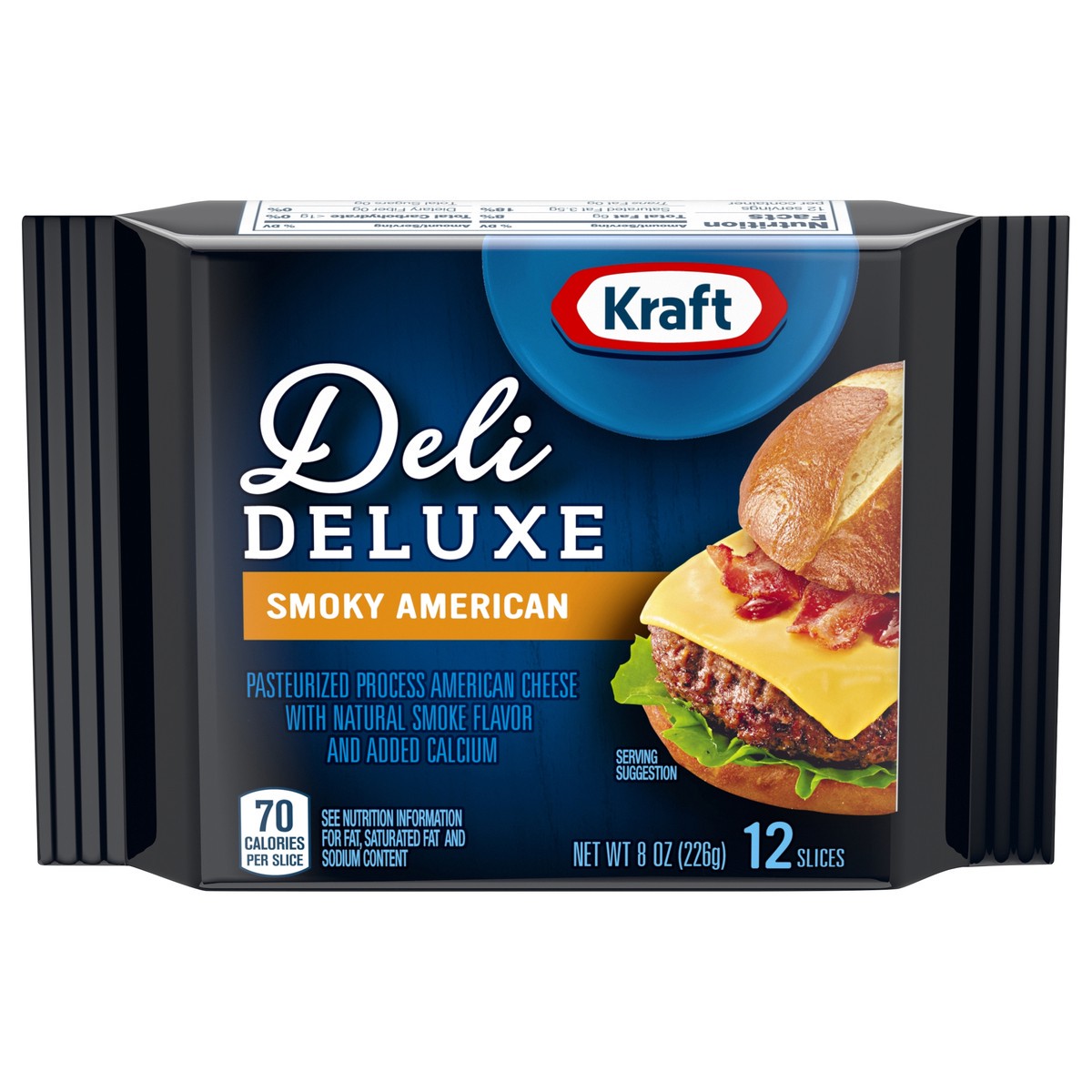 slide 1 of 12, Kraft Deli Deluxe Smoky American Cheese Slices 12 ea, 12 ct