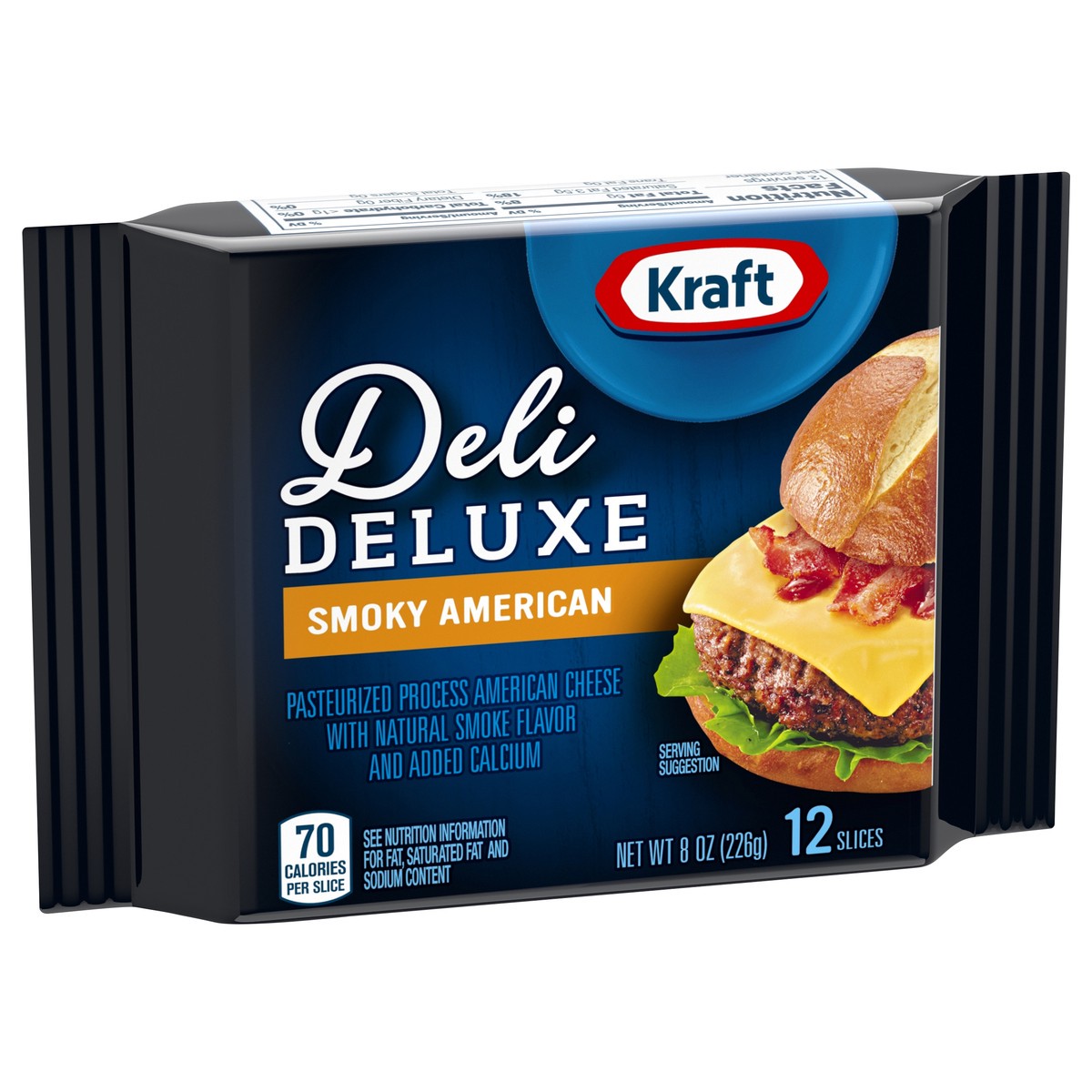 slide 8 of 12, Kraft Deli Deluxe Smoky American Cheese Slices 12 ea, 12 ct