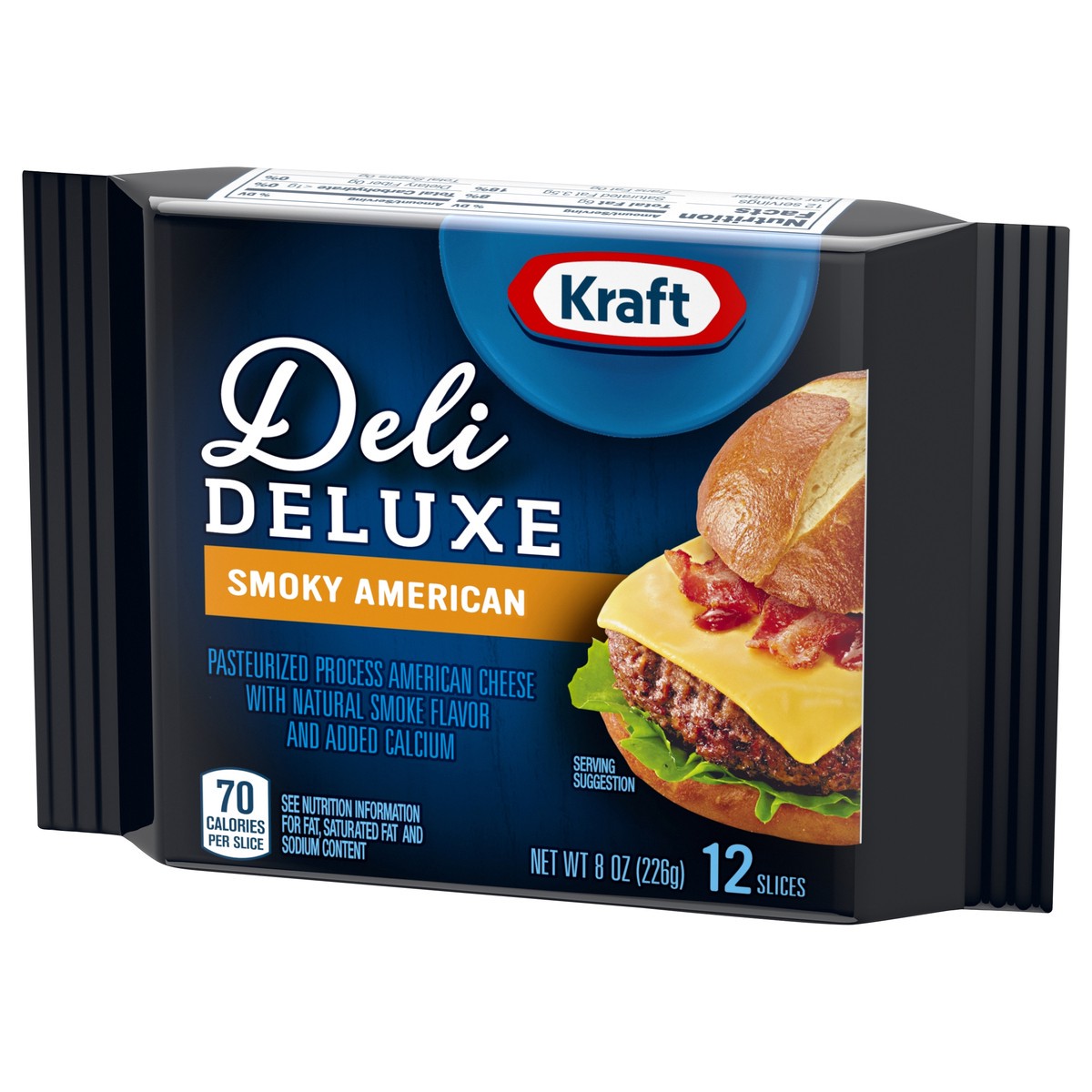 slide 9 of 12, Kraft Deli Deluxe Smoky American Cheese Slices 12 ea, 12 ct