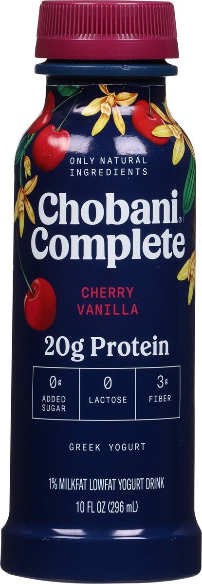 slide 6 of 12, Chobani Complete 1% Milkfat Lowfat Greek Cherry Vanilla Yogurt Drink 10 fl oz, 10 fl oz