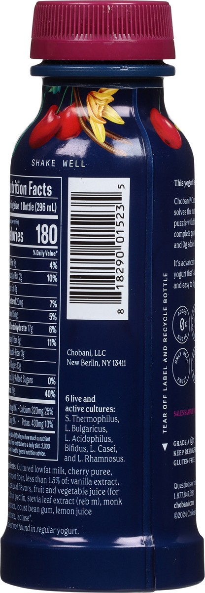 slide 7 of 12, Chobani Complete 1% Milkfat Lowfat Greek Cherry Vanilla Yogurt Drink 10 fl oz, 10 fl oz