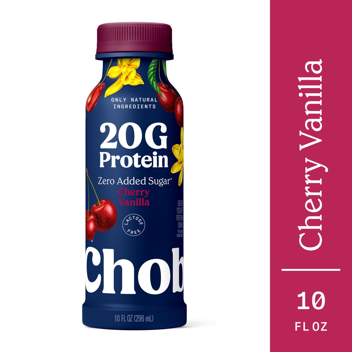 slide 1 of 12, Chobani 20g Protein Lowfat Greek Yogurt Drink Cherry Vanilla 10 fl oz, 10 fl oz