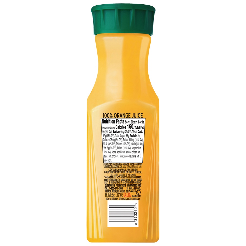 slide 2 of 2, Simply Orange Juice Pulp Free Bottles - 4 ct; 8 oz, 4 ct; 8 oz