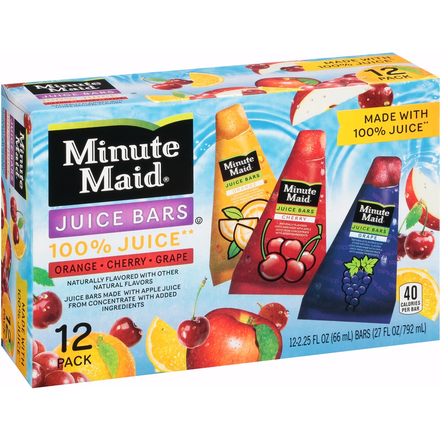 slide 4 of 8, Minute Maid Orange, Cherry & Grape Juice Bars, 12 ct