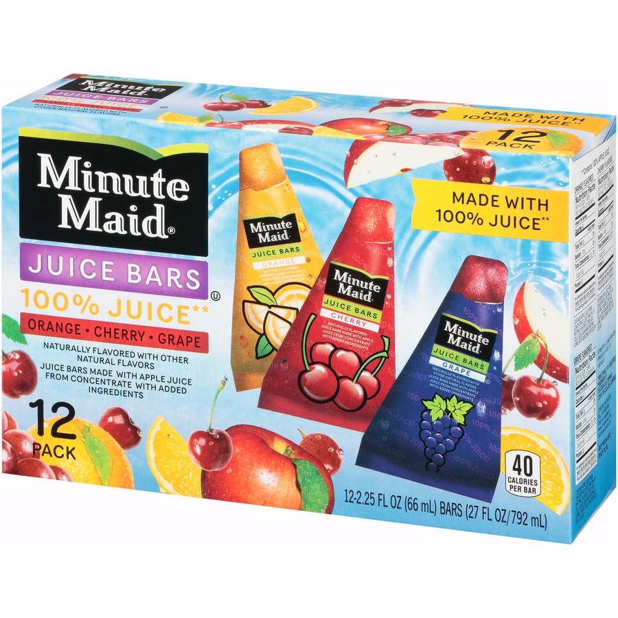 slide 5 of 8, Minute Maid Orange, Cherry & Grape Juice Bars, 12 ct