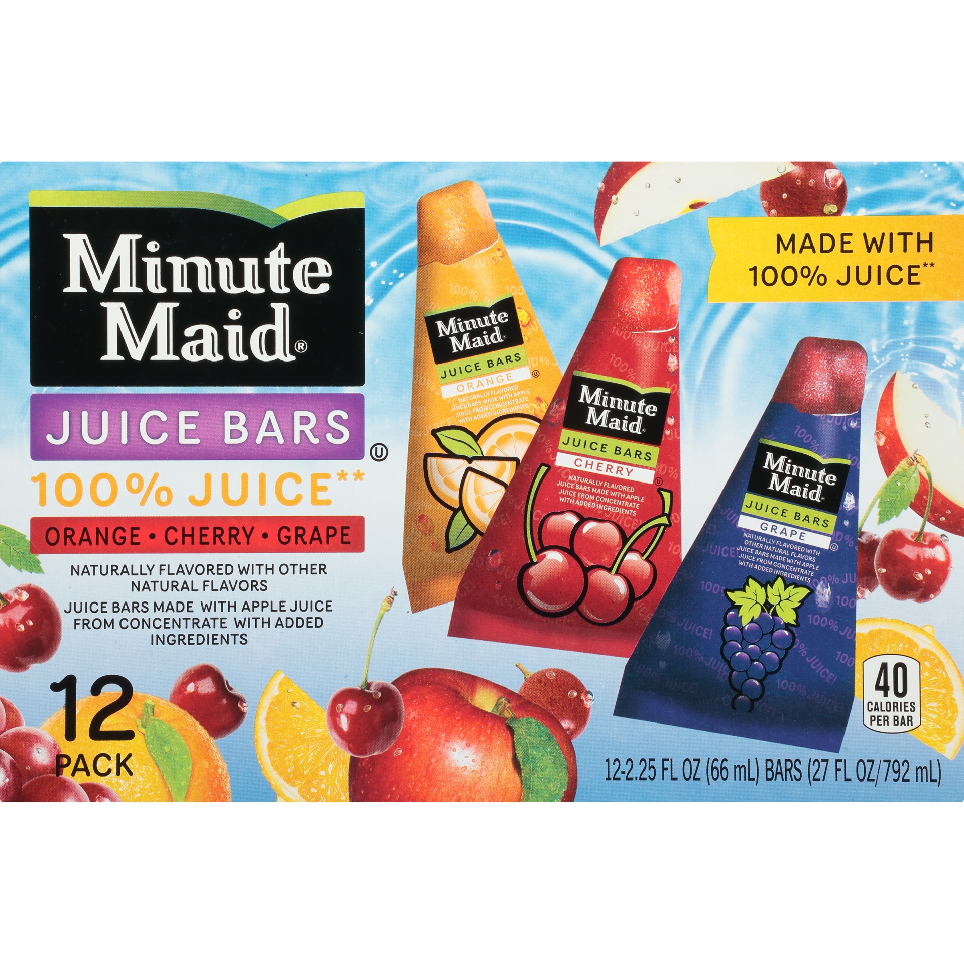 slide 8 of 8, Minute Maid Orange, Cherry & Grape Juice Bars, 12 ct