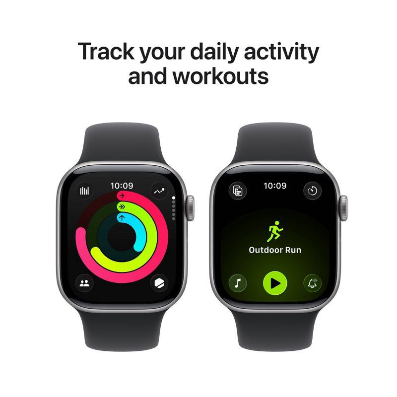 slide 4 of 10, Apple Watch Series 11 GPS 46mm Space Gray Aluminum Case with Black Sport Band - M/L, 1 ct