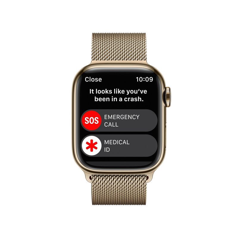 slide 6 of 8, Apple Watch Series 8 GPS + Cellular 41mm Gold Stainless Steel Case with Gold Milanese Loop, 1 ct