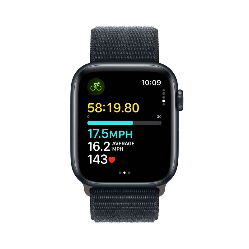 slide 5 of 5, Apple Watch SE 2 GPS + Cellular (2023) 44mm Midnight Aluminum Case with Midnight Sport Loop, 1 ct