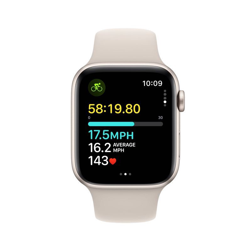 slide 6 of 6, Apple Watch SE 2 GPS (2023) 40mm Starlight Aluminum Case with Starlight Sport Band - S/M, 1 ct