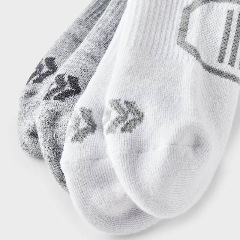 slide 3 of 3, Men's Striped Cushioned No Show Socks 8pk - All In Motion™ Gray/White 6-12: Knit Midweight, Cushioned Heel & Toe, 8 ct