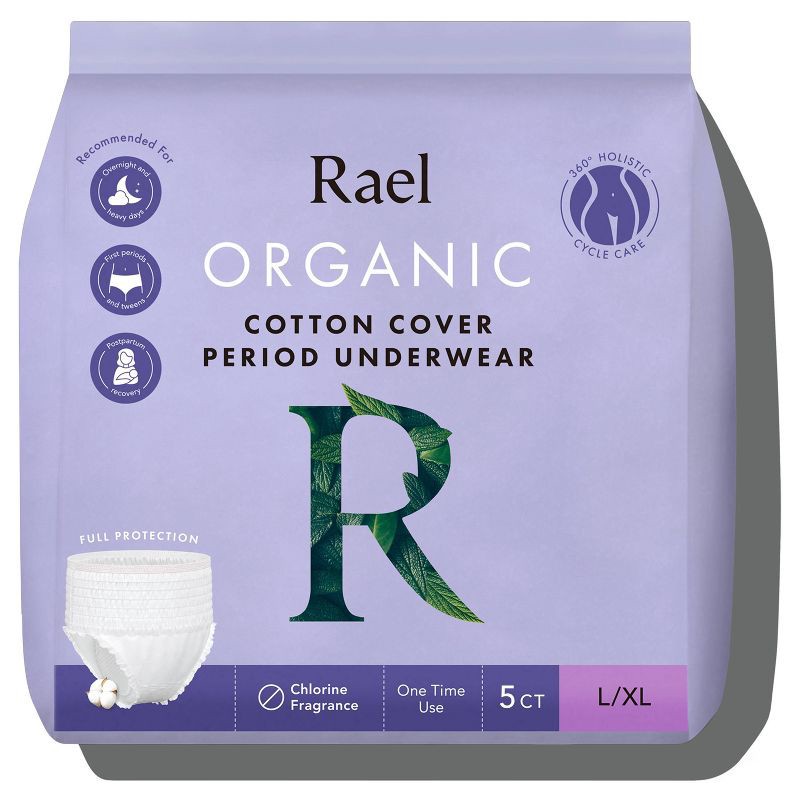 slide 1 of 11, Rael Organic Disposable Period Underwear - L/XL - 5ct, 5 ct
