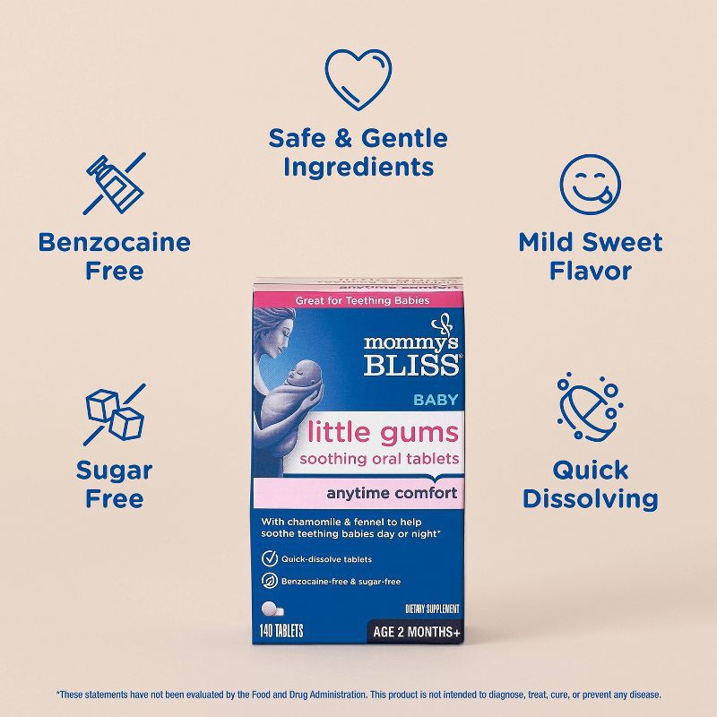 slide 3 of 10, Mommy's Bliss Little Gums Soothing Oral Tablets - 140ct, 140 ct