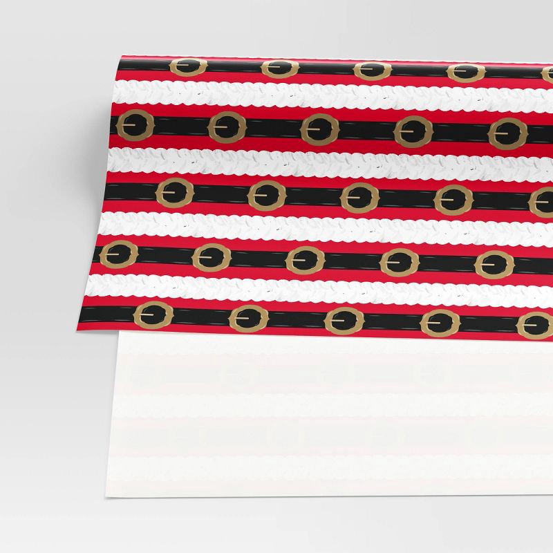 slide 3 of 3, 50 sq ft Santa Belt Christmas Gift Wrap Red/Black - Wondershop™: FSC Certified, 50 sq ft