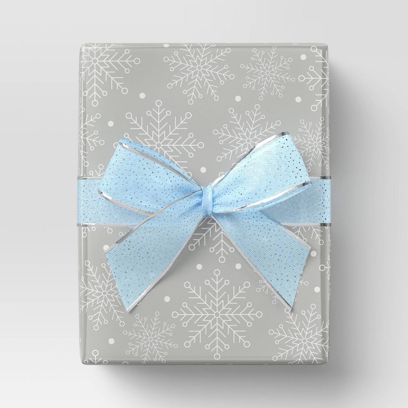 slide 2 of 3, 25 sq ft Metallic Snowflakes Christmas Gift Wrap Silver - Wondershop™, 25 sq ft