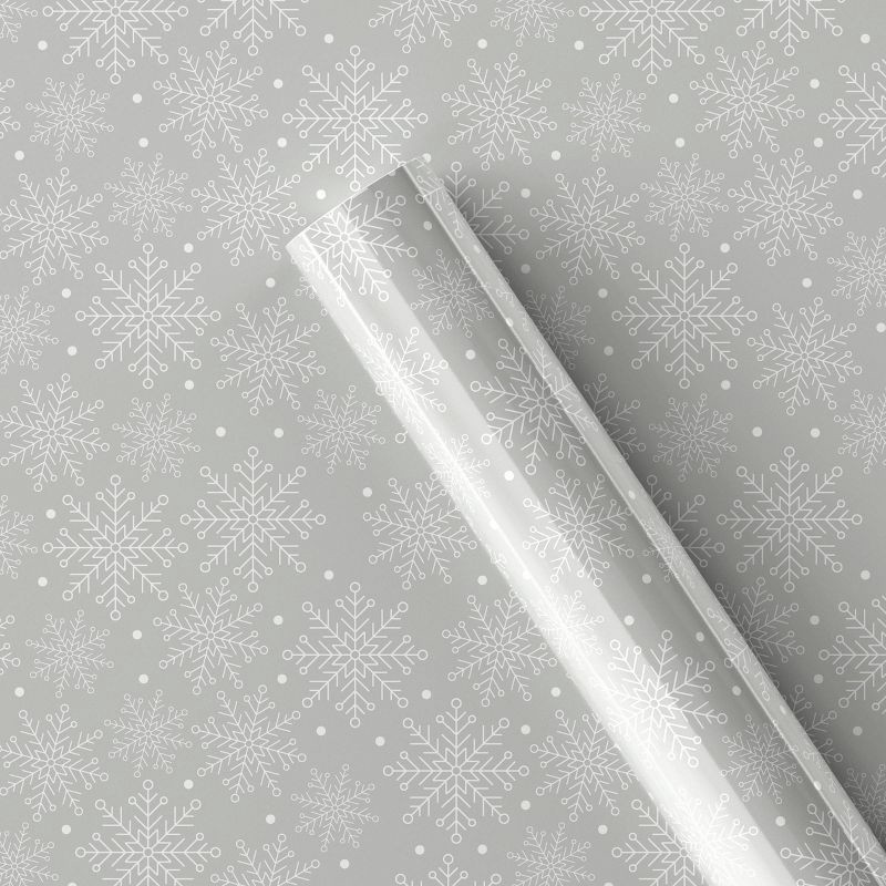 slide 1 of 3, 25 sq ft Metallic Snowflakes Christmas Gift Wrap Silver - Wondershop™, 25 sq ft