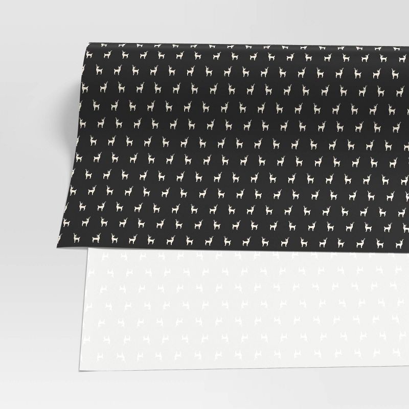 slide 3 of 3, 220 sq ft Deer Christmas Gift Wrap Cream/Black - Wondershop™: FSC Certified, 220 sq ft