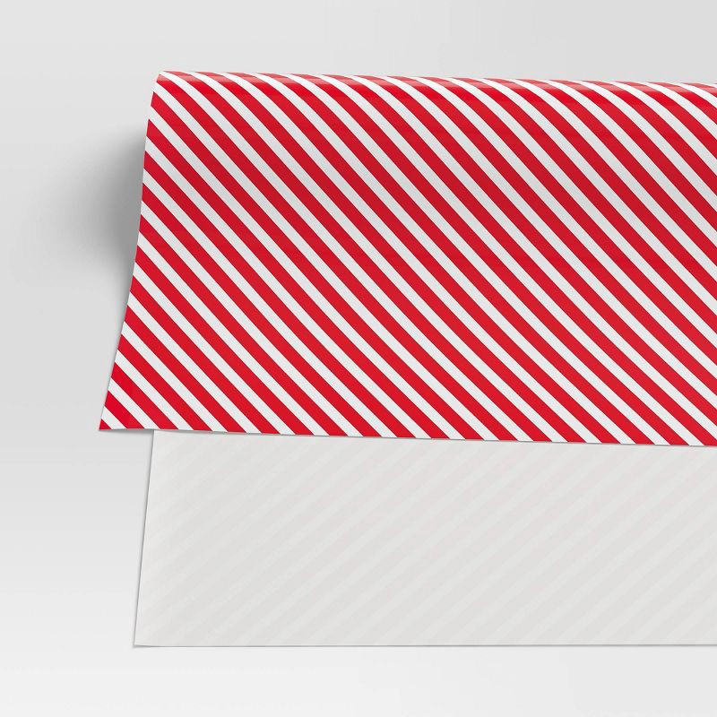 slide 3 of 3, 220 sq ft Striped Christmas Gift Wrap White/Red - Wondershop™, 220 sq ft