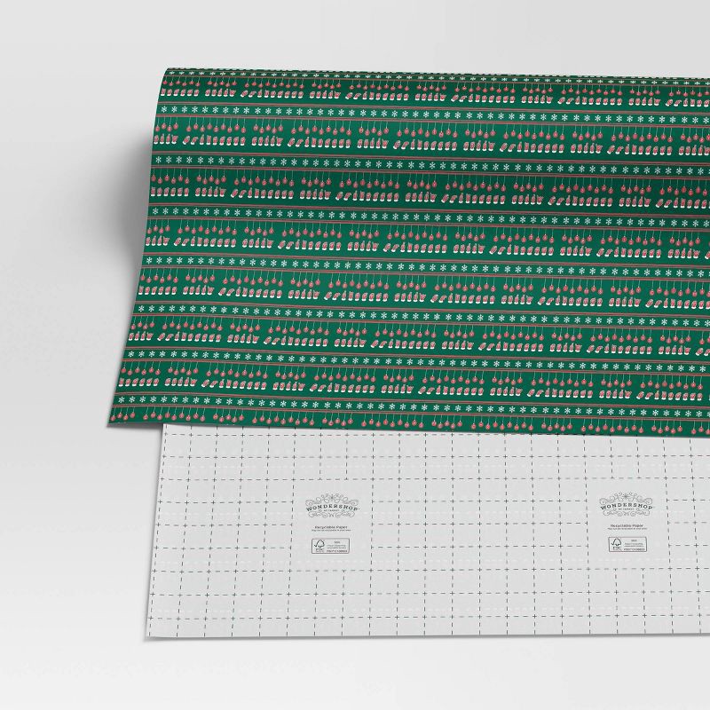 slide 3 of 3, 50 sq ft American Sign Language 'Merry Christmas' Gift Wrap Green - Wondershop™: Paper, Typography, 20"x30", 50 sq ft