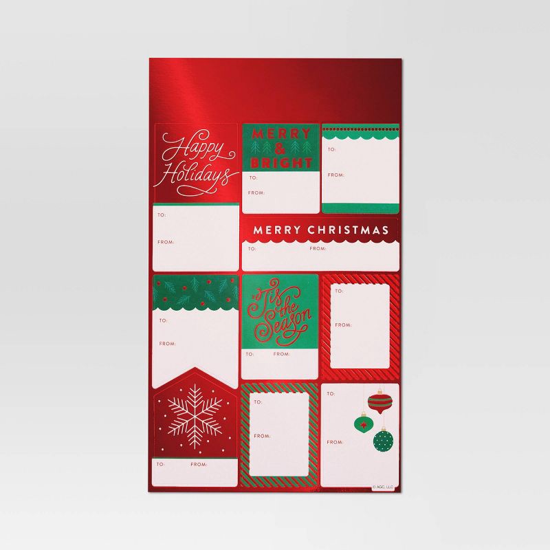 slide 3 of 3, 50ct Peel and Stick Christmas Gift Tag Red/Green - Wondershop™, 50 ct