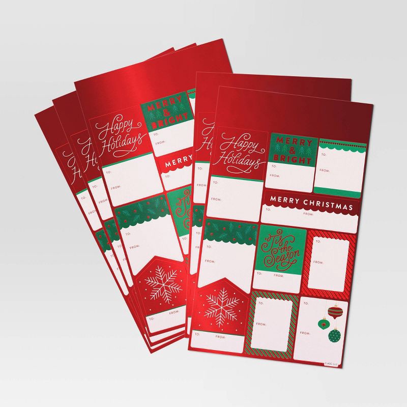 slide 1 of 3, 50ct Peel and Stick Christmas Gift Tag Red/Green - Wondershop™, 50 ct