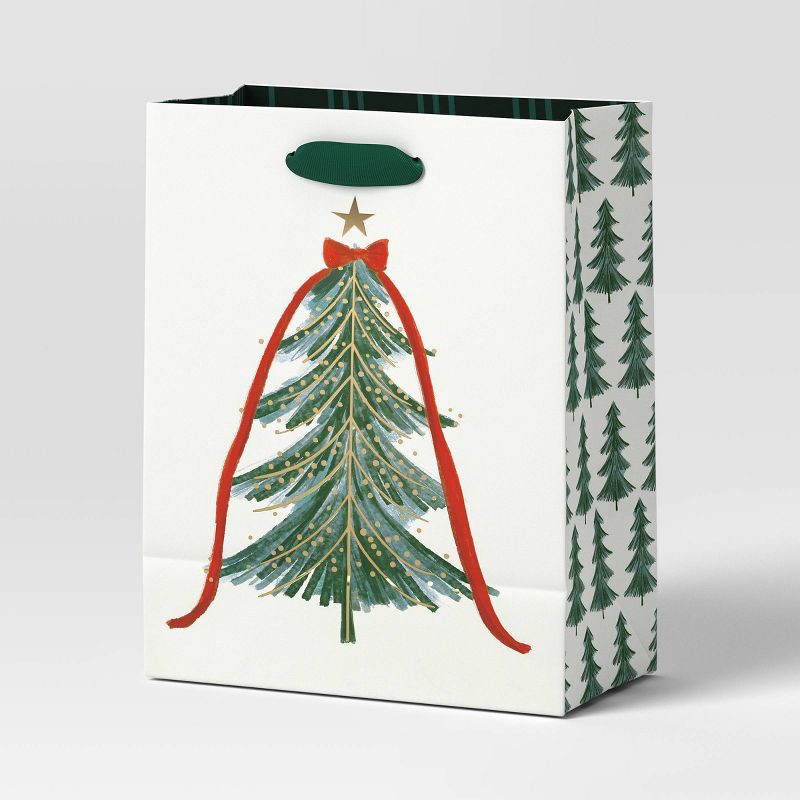 slide 1 of 3, Tree Large Cub Christmas Gift Bag Ivory - Wondershop™, 1 ct