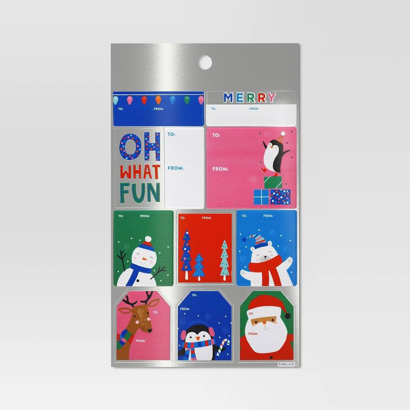 slide 3 of 3, 50ct 'Oh What Fun' Peel and Stick Christmas Gift Tag Silver - Wondershop™, 50 ct