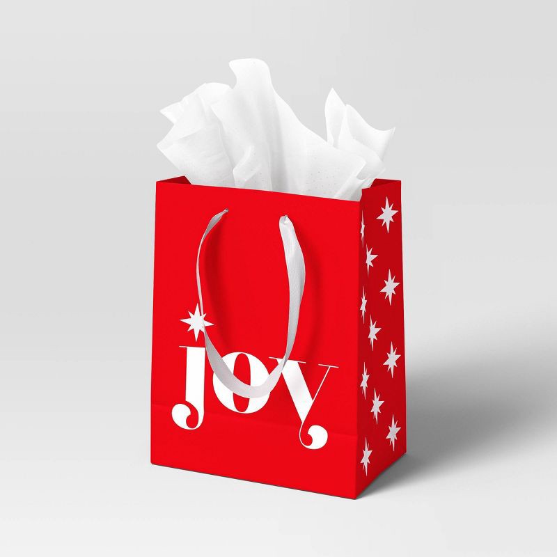 slide 2 of 3, Foil 'Joy' Petite Christmas Gift Bag Red - Wondershop™, 1 ct