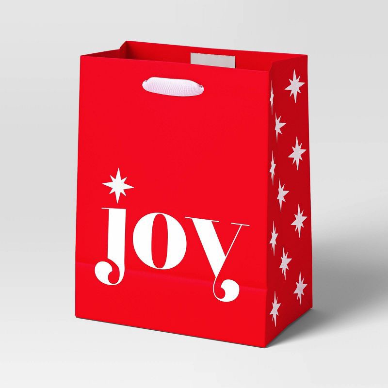 slide 1 of 3, Foil 'Joy' Petite Christmas Gift Bag Red - Wondershop™, 1 ct