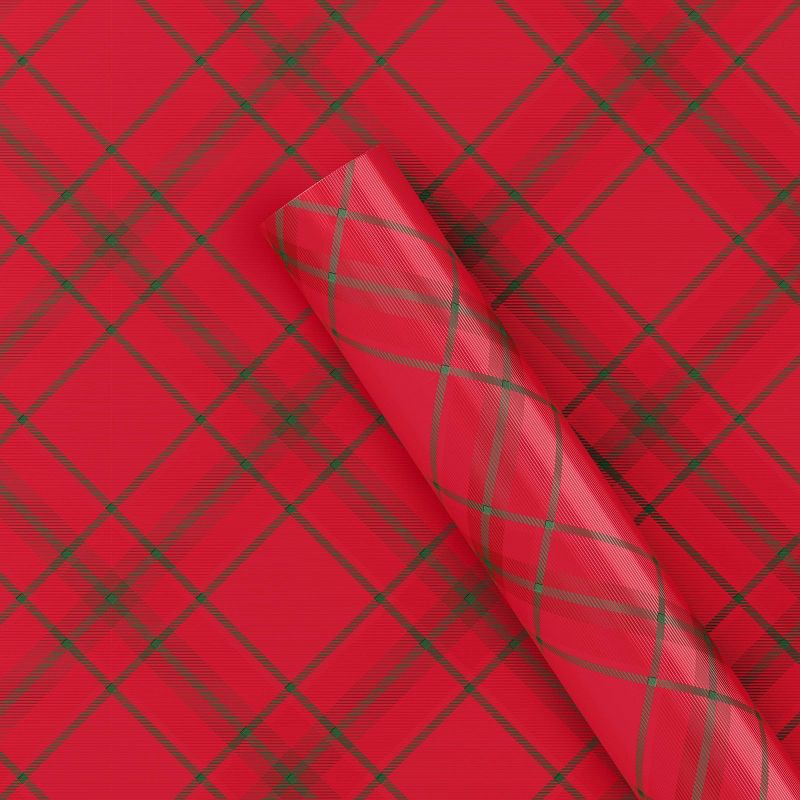 slide 1 of 3, 20 sq ft Plaid Christmas Gift Wrap Red - Wondershop™, 20 sq ft