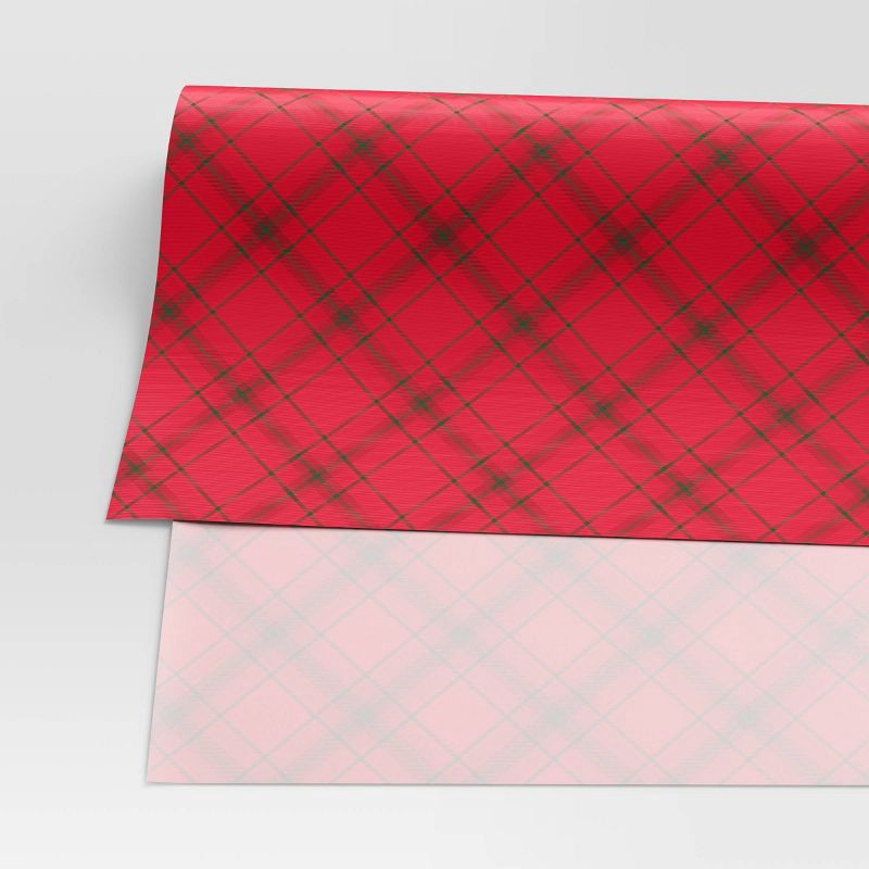 slide 3 of 3, 20 sq ft Plaid Christmas Gift Wrap Red - Wondershop™, 20 sq ft