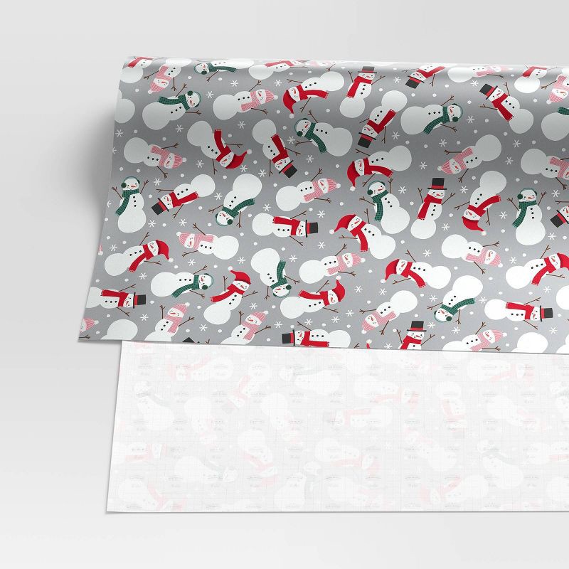 slide 3 of 3, 220 sq ft Snowman Christmas Gift Wrap Gray - Wondershop™: FSC Certified, 66" x 40", 220 sq ft